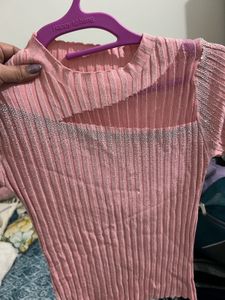 Cute Pink Ribbed Top