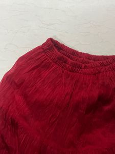 Rich Red Flare Skirt With Sequin Worked Border