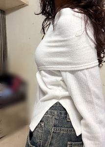 White Off-Shoulder Knit Top