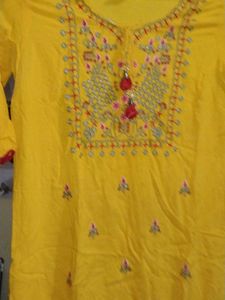 Yellow Embroidered Kurta