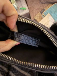 Chic Black Faux Croc Handbag