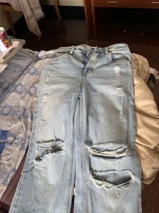 bluer denim , distressed, waist 26inches, high wai
