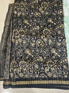 Black &amp; Golden Supernet  Saree