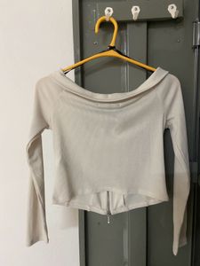 Beige Zip-Up Corset Top