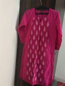 Ethnic Women Wear XL Pink Cotton Kurti