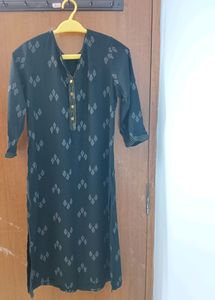Floral Print Black Kurta