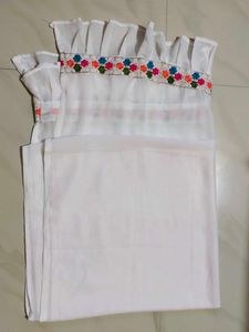 Beautiful White Dupatta With Small Colourful F