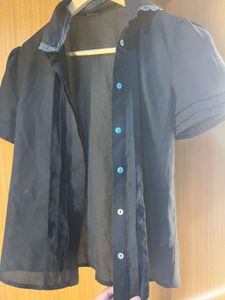 splash Black Short Sleeve Top