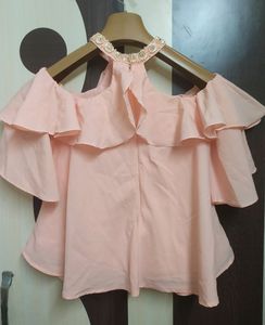 A Beautiful Baby Pink ColourTop 💗✨ Worked On Neck ✨