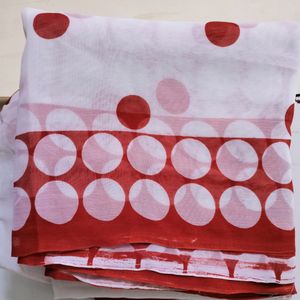 Beautiful Red Dotted Saree