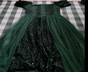 Emerald Green Sequin Dress Party Wear  Price Gown