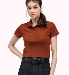 Ribbed Crop Polo Shirt - Retro Style