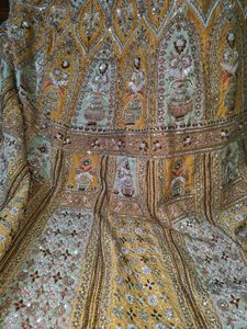 pastel colour full dabka work Bridal Lehenga