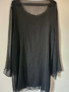 Black Sheer Tunic Top