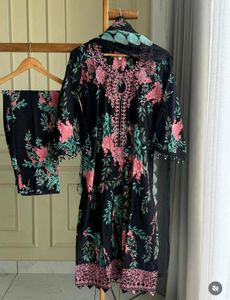 Black Embroidered Kurta Set