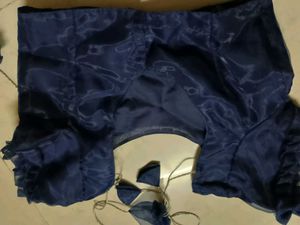 Elegant Blue Blouse with Ruffled Sleeves