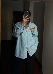 SUNFLOWER Embroidered Vintage Stripe Shirt 🌻