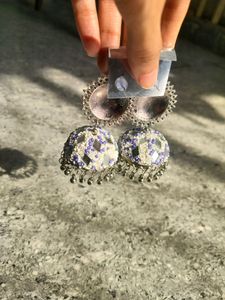 New Collection Jhumka (White &amp; Lavender)