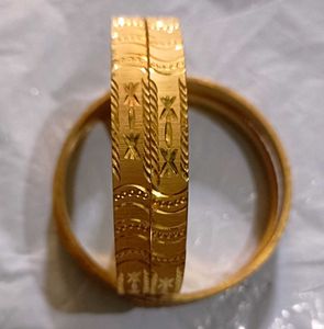 Sterling Silver Gold-plated Bangle Set (Pack of 4)