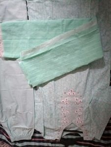 Floral Embroidered Fabric - Light Blue