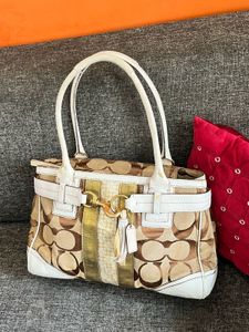 Authentic coach Canvas Leather Shoulder bag