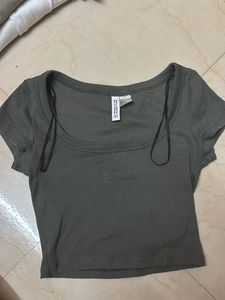 Green & Blue Ribbed Crop Top