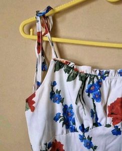 Tie Up Sleeves Floral Dress