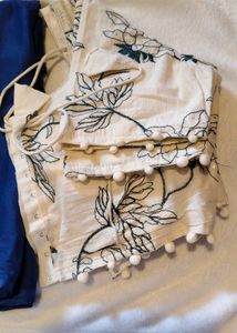 Blue Saree with Embroidered Blouse
