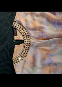 New Korean Tie-Dye Embellished Corset Top