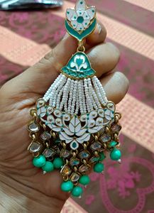 Heavy Long Wedding Earring Green