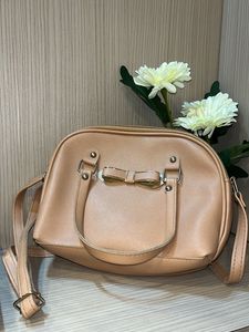 Peach Handbag with Bow Detail
