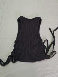ZARA Black Knit Cut Out Top