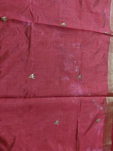 Elegant Red Cotton Silk Saree
