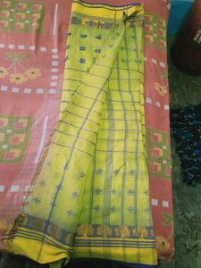 Purest Cotton Tant Saree Most Premium Fabric Olive