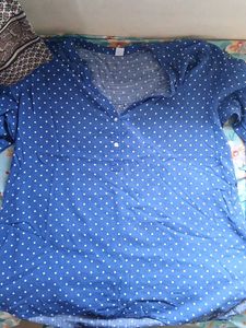 Blue Polka Dot Plus-Size Top