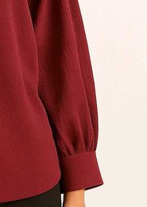 Burgundy Balloon Sleeve Shirt