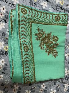 Elegant fluorescent green Saree with blouse