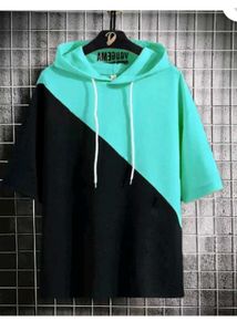 Color Black Short Sleeve Hoodie