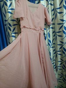 Pink Wrap Midi Dress