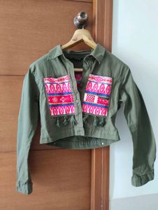 Boho Embroidered Olive Jacket