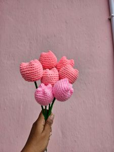 Crochet Pink Tulip Bouquet