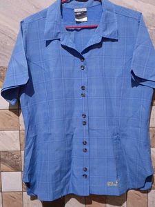 A Blue Double Button Top Shirt