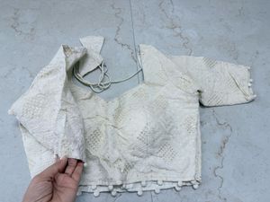 off white Sequins Work Stitched Blouse