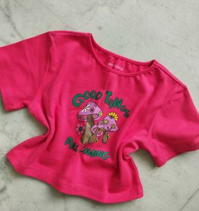 Mushroom Pink Cropped Baby Tee
