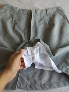 Gray Pleated Mini Skirt