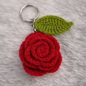 Crochet Rose Keychain Charm