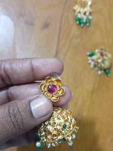 Gold With Green Drop Bridal Jewellery Set