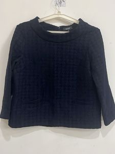 Winter Navy Textured Blouse