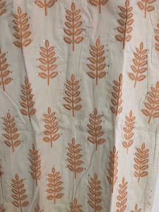 Half White Kurti With Brown Thread Work