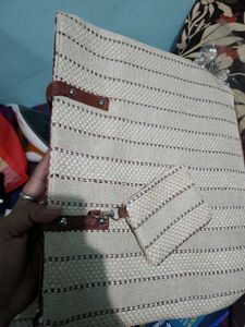 Jute Handcrafted White Hand Bag
